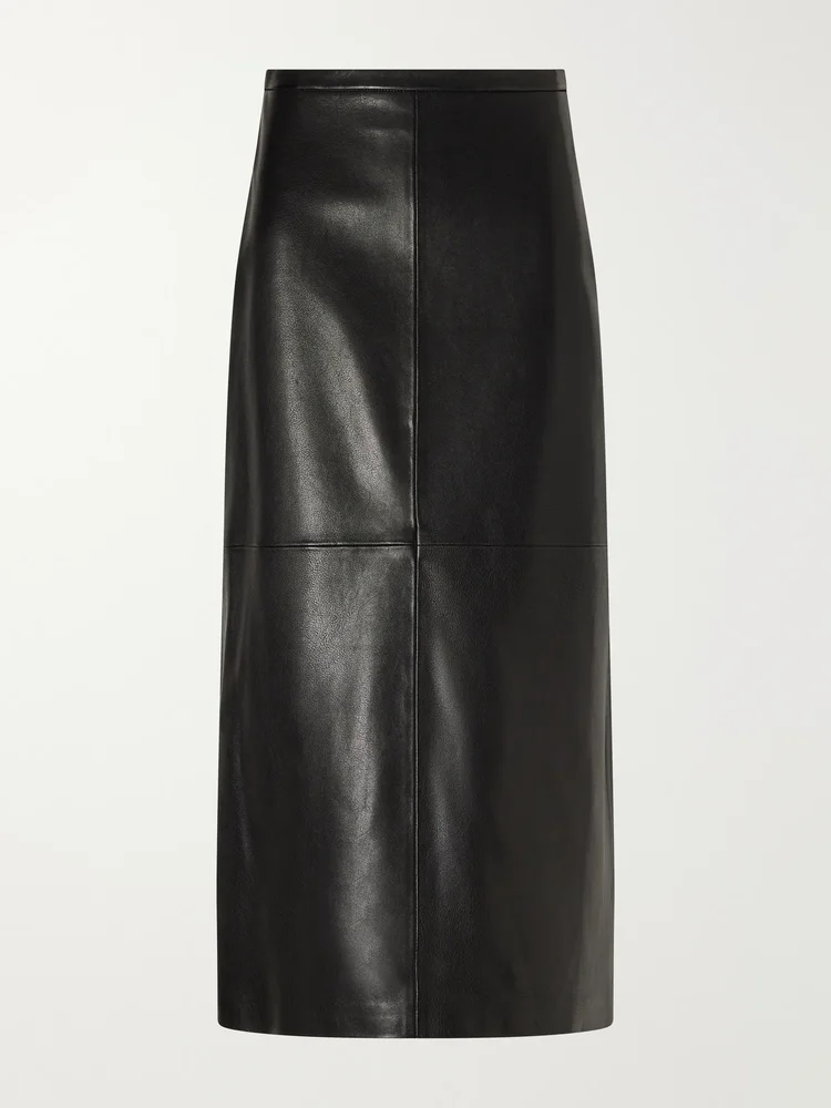 Alana paneled leather midi skirt