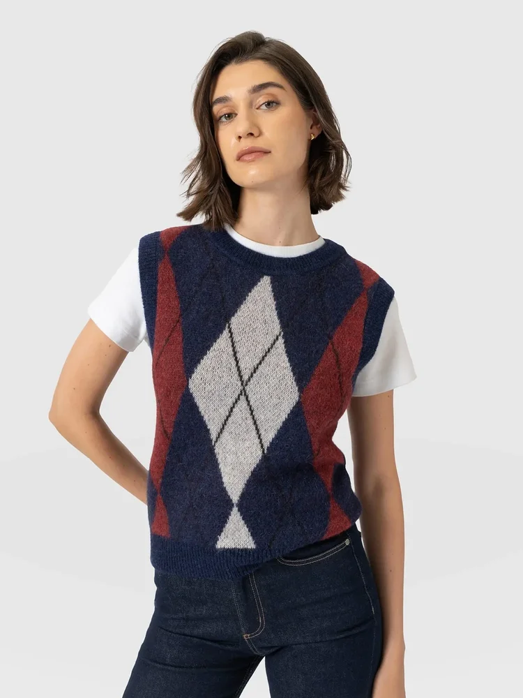 Argyle Sleeveless Knit