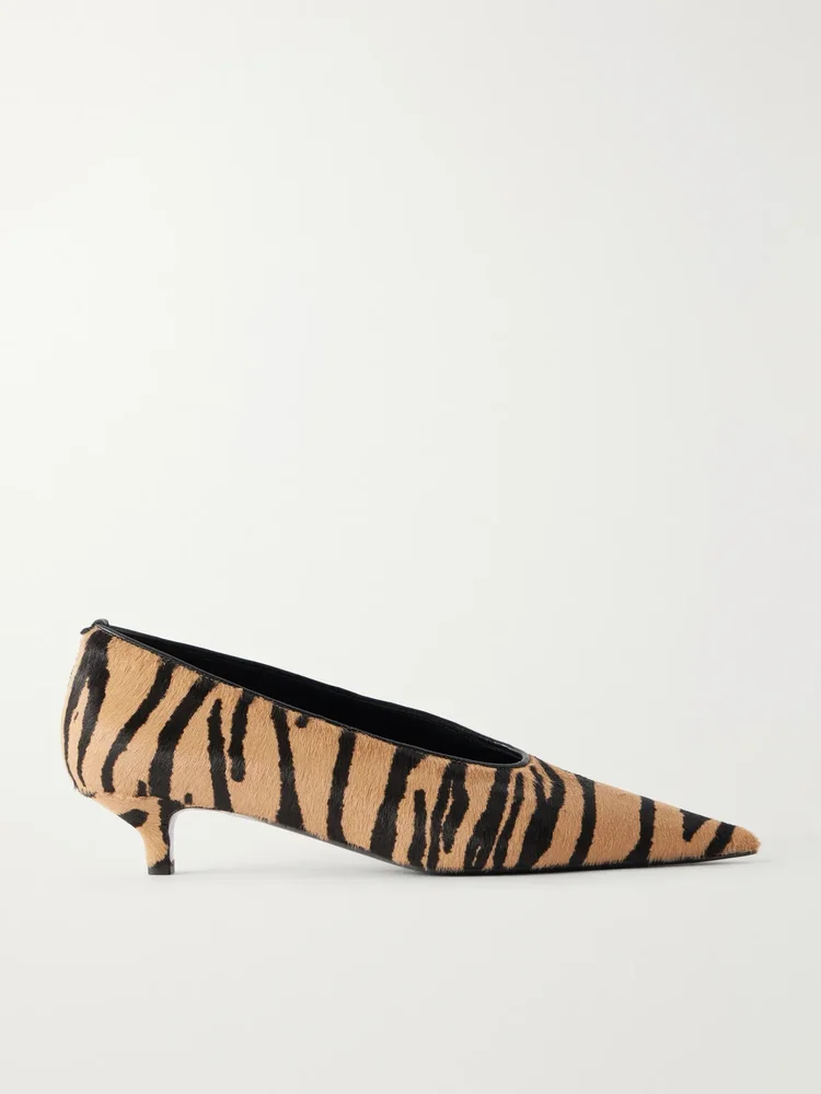 Sharp 35 tiger-print calf-hair pumps