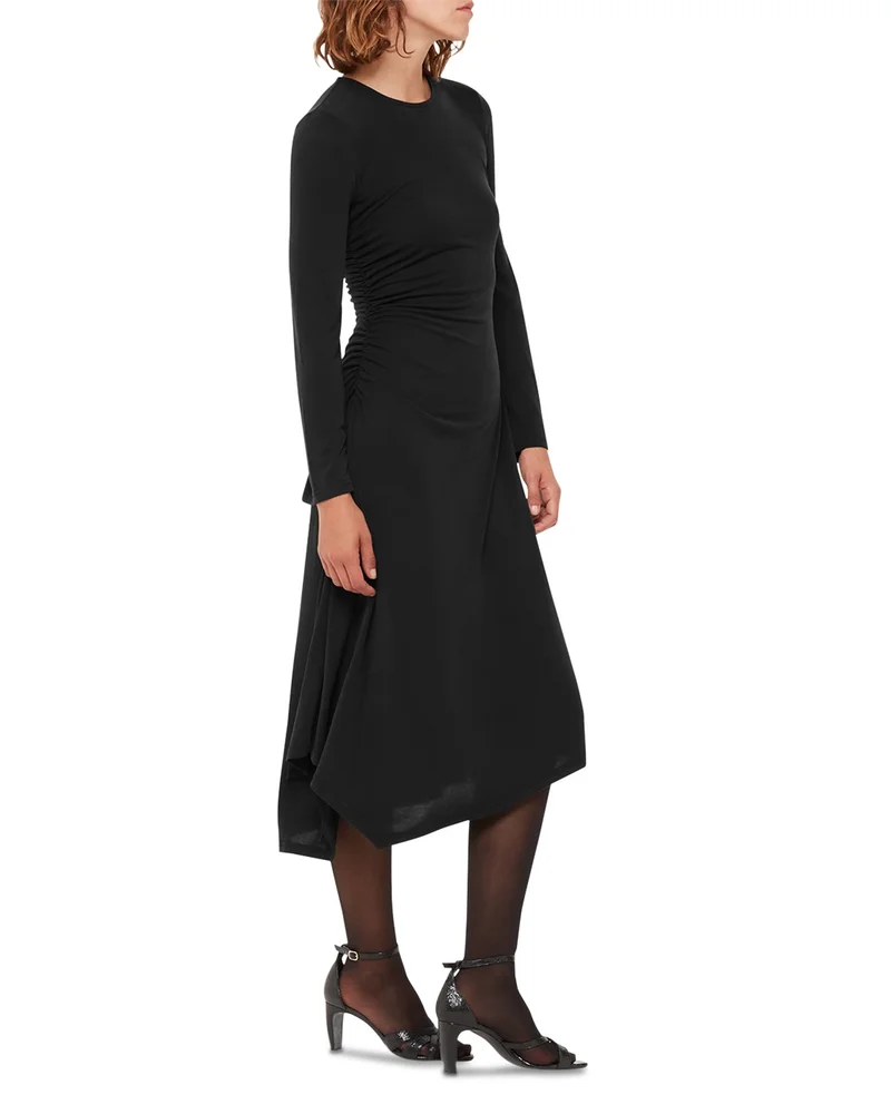 Black Dress: Asymmetric Jersey Midi Dress