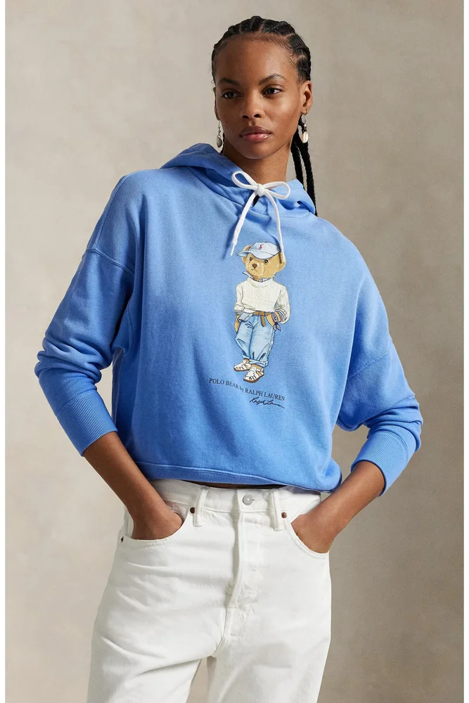 Polo Bear Embroidered Fleece Graphic Hoodie