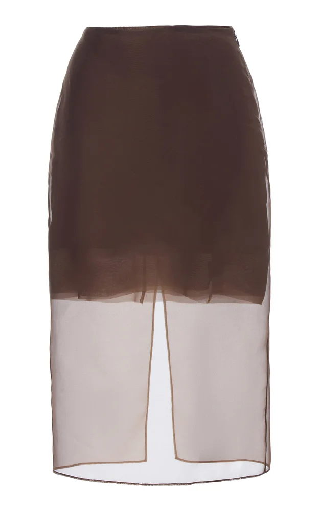 Pencil Silk Midi Skirt