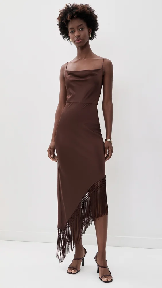 Harmony Drapey Slip Asymmetrical Midi Dress