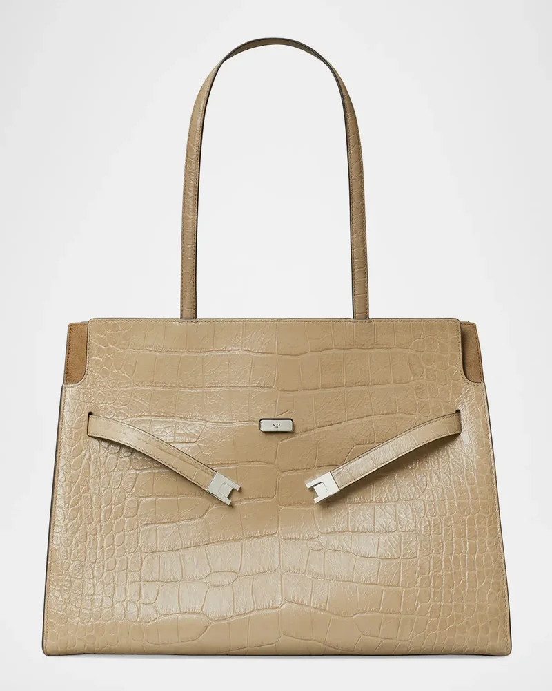 Lee Radziwill Croc-Embossed Leather Tote Bag