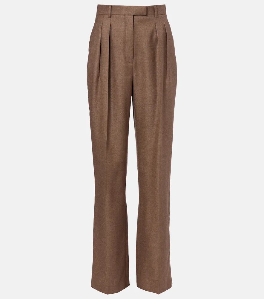 Chad pleated cashmere and silk wide-leg pants