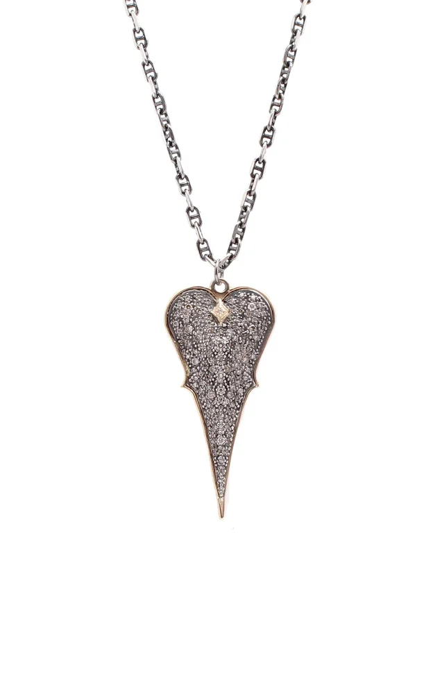 Heart Shield 18K Rose Gold, Sterling Silver Diamond Necklace