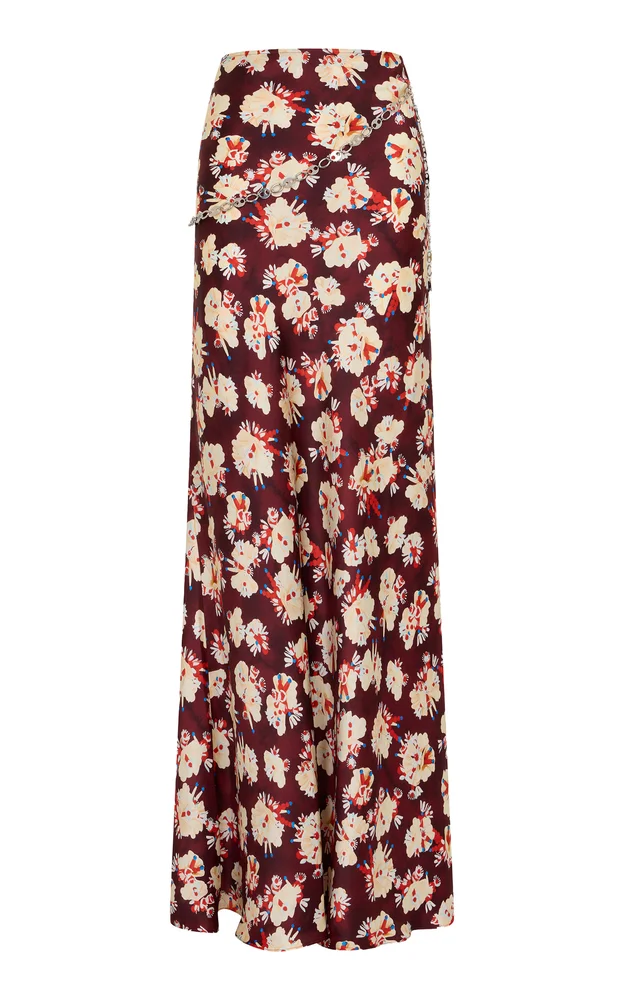 Floral Silk Maxi Skirt
