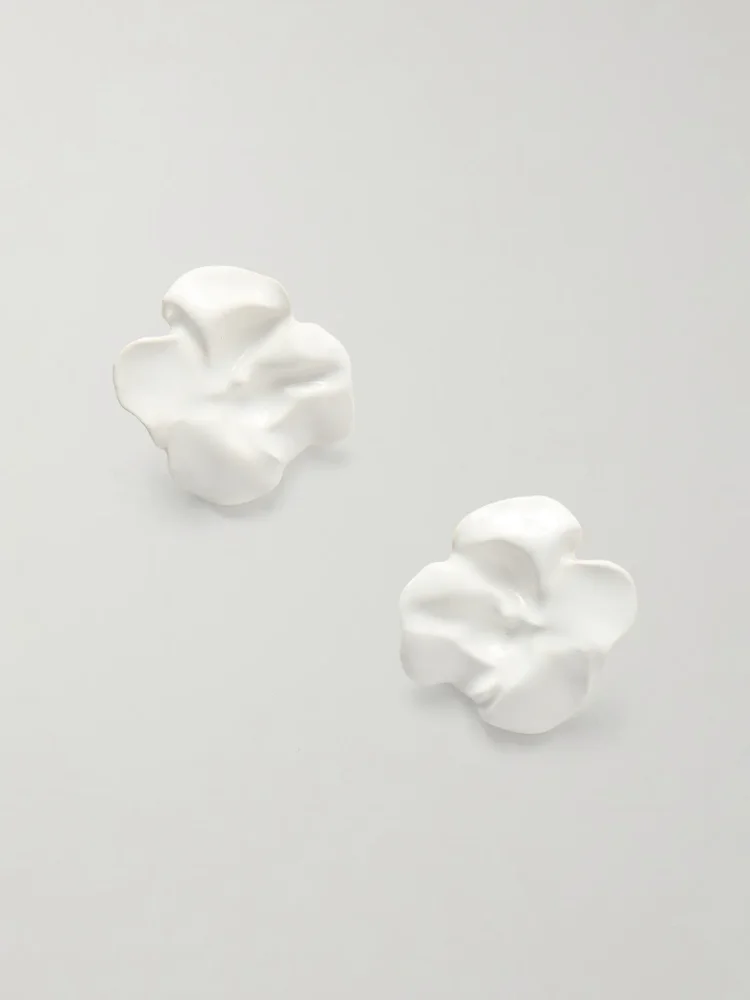Flower silver-plated and enamel earrings
