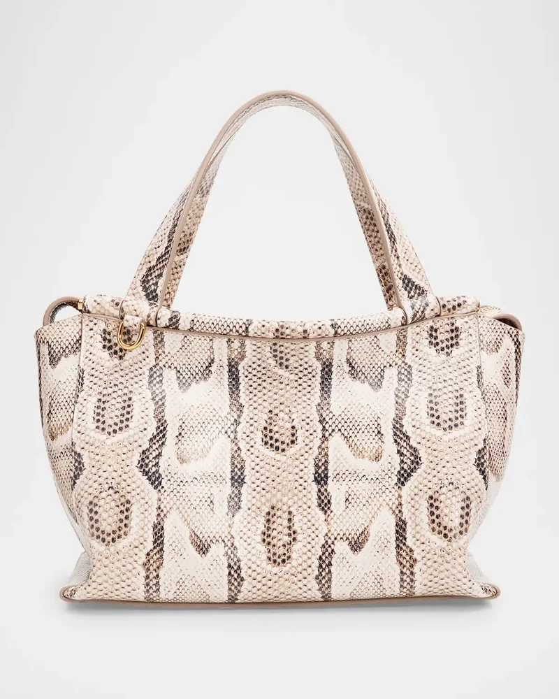 Ida Snakeskin-Print Leather Top-Handle Bag