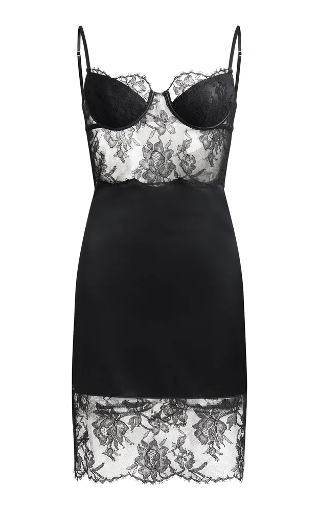 Magdalene Leavers Lace Silk-Cotton Slip Dress