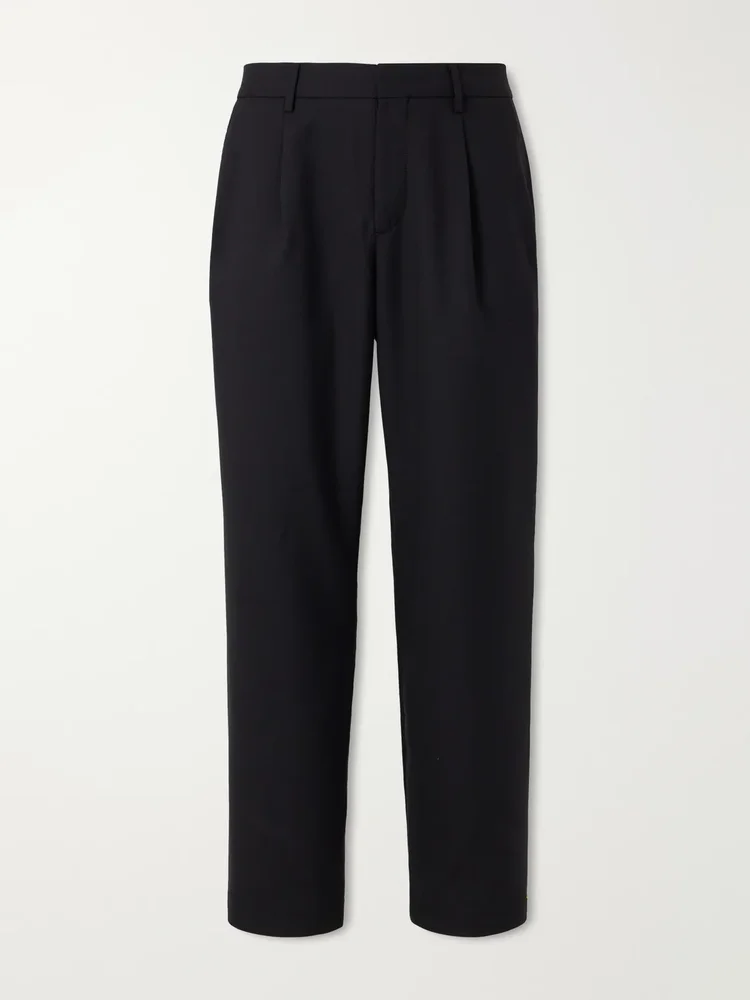 Wide-Leg Pleated Wool-Fresco Trousers