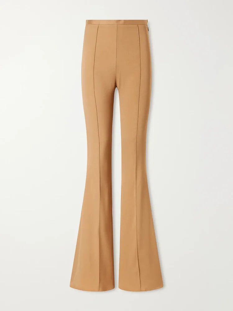 Mae crepe-cady high-waisted flared pants