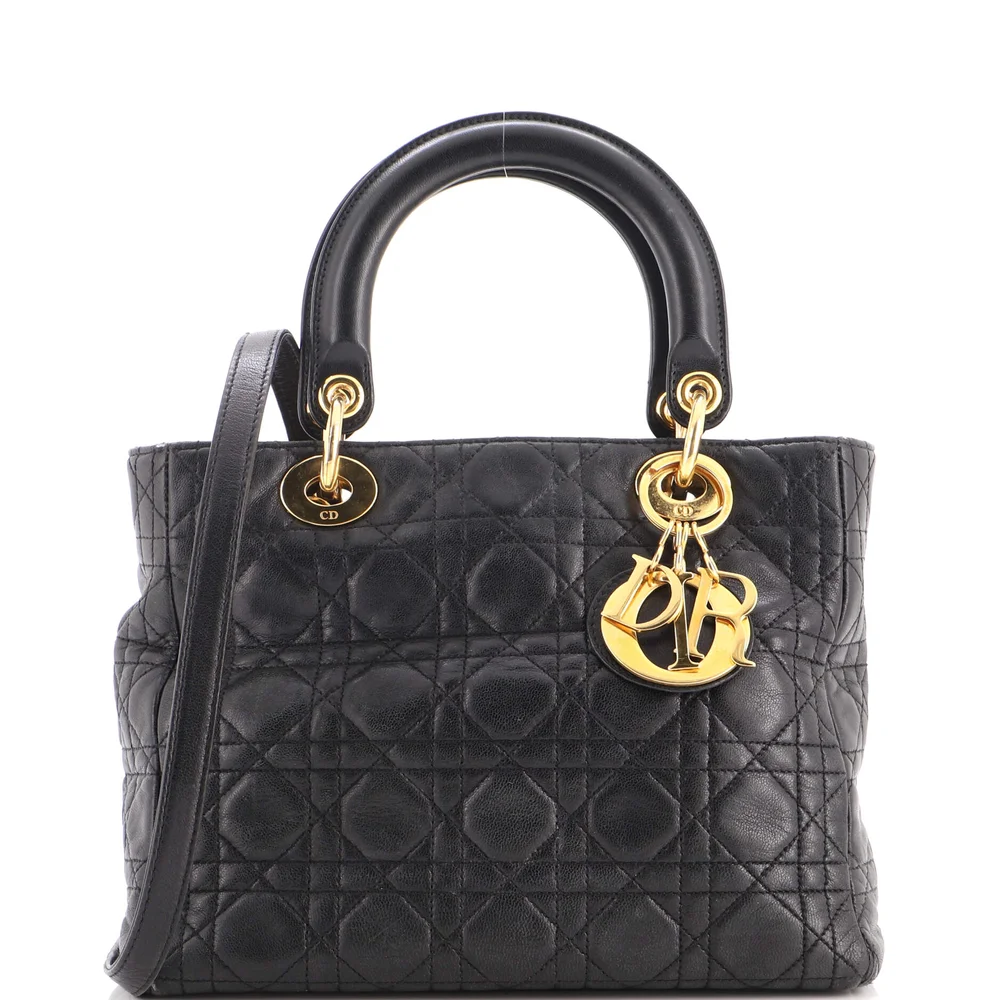 Pre-Owned Vintage Lady Dior Bag Cannage Quilt Lambskin Medium