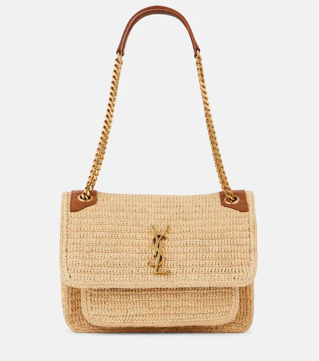 Niki Medium raffia shoulder bag
