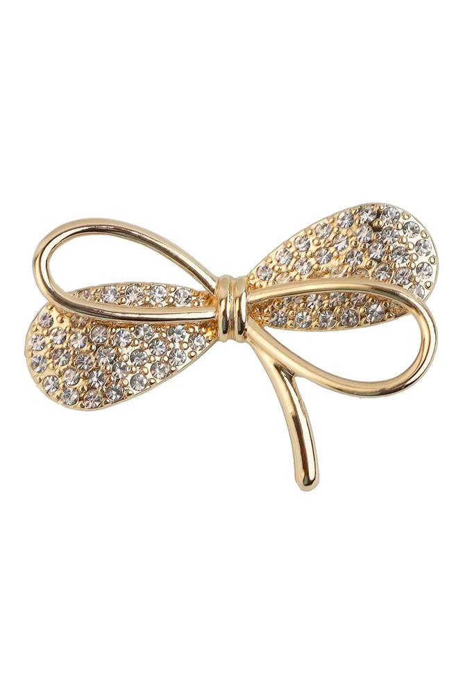 Crystal Bow Brooch