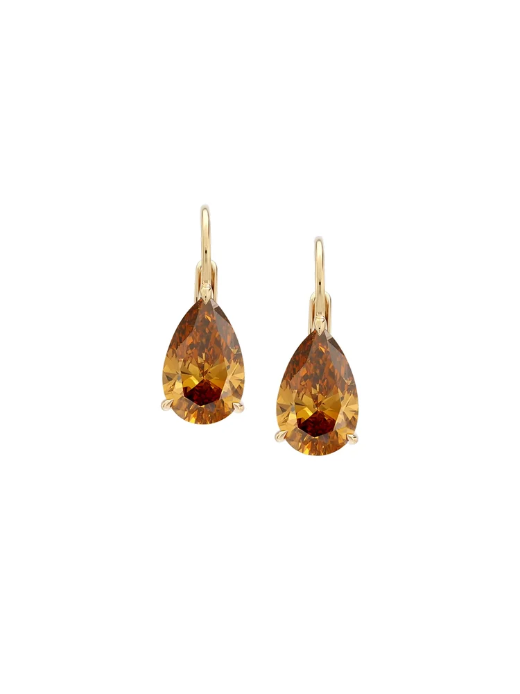 14K Alienor Pear-Cut Earrings in Amber Lab Diamond, 14K Yellow Gold