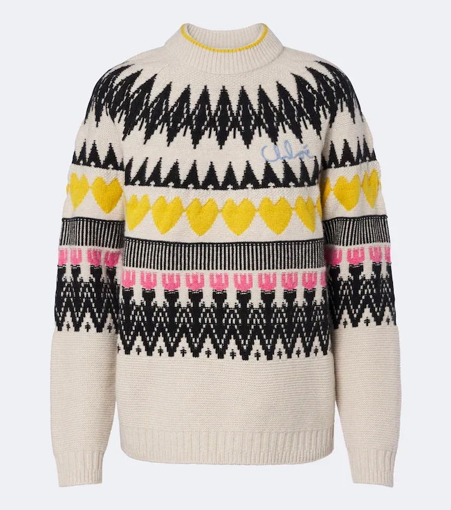 Jacquard wool and cashmere sweater