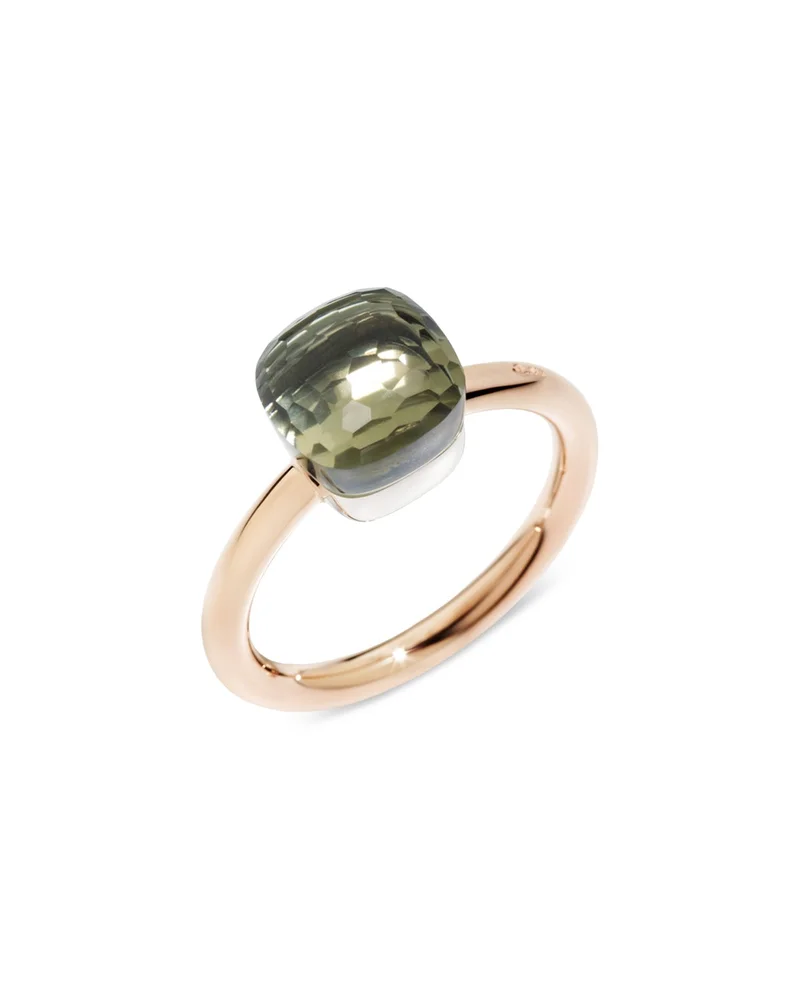 18K White & Rose Gold Nude Prasiolite Statement Ring