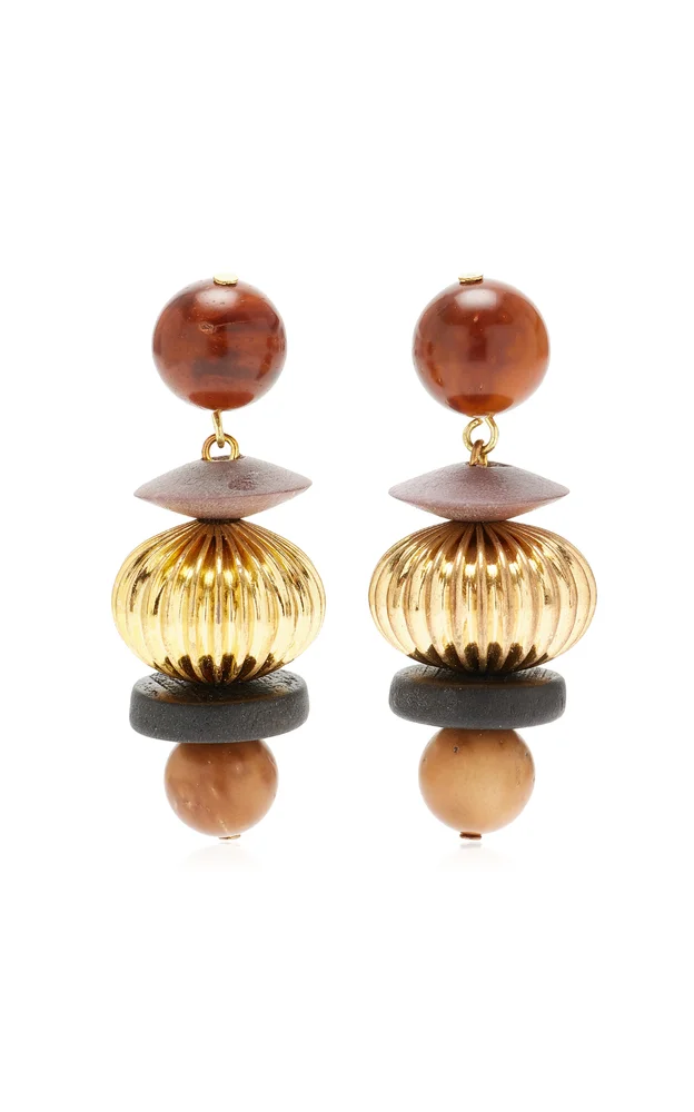 Lavon Gold-Plated Brass Wood Earrings