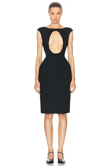Natte Front Cut Out Midi Dress