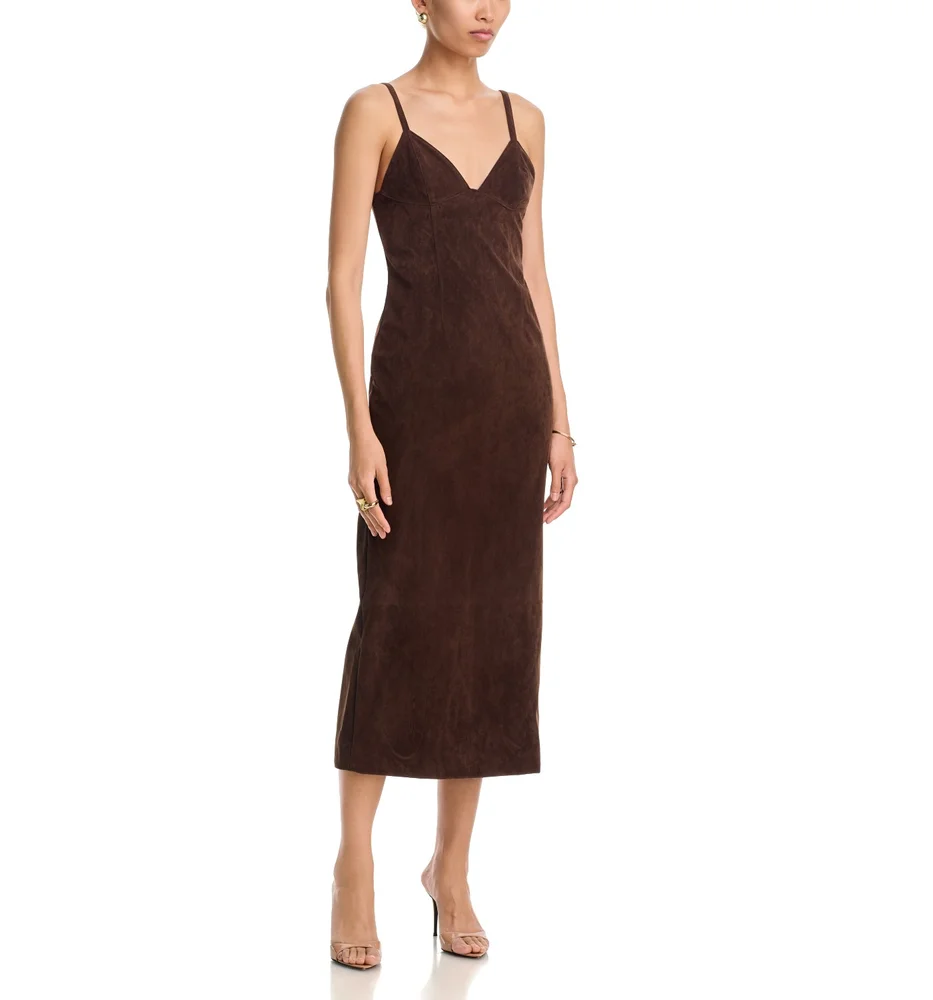 Estine Faux Suede Midi Dress