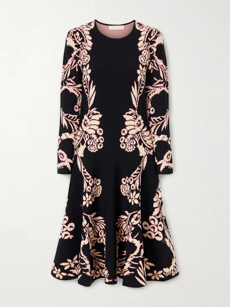 Nerissa floral-jacquard midi dress