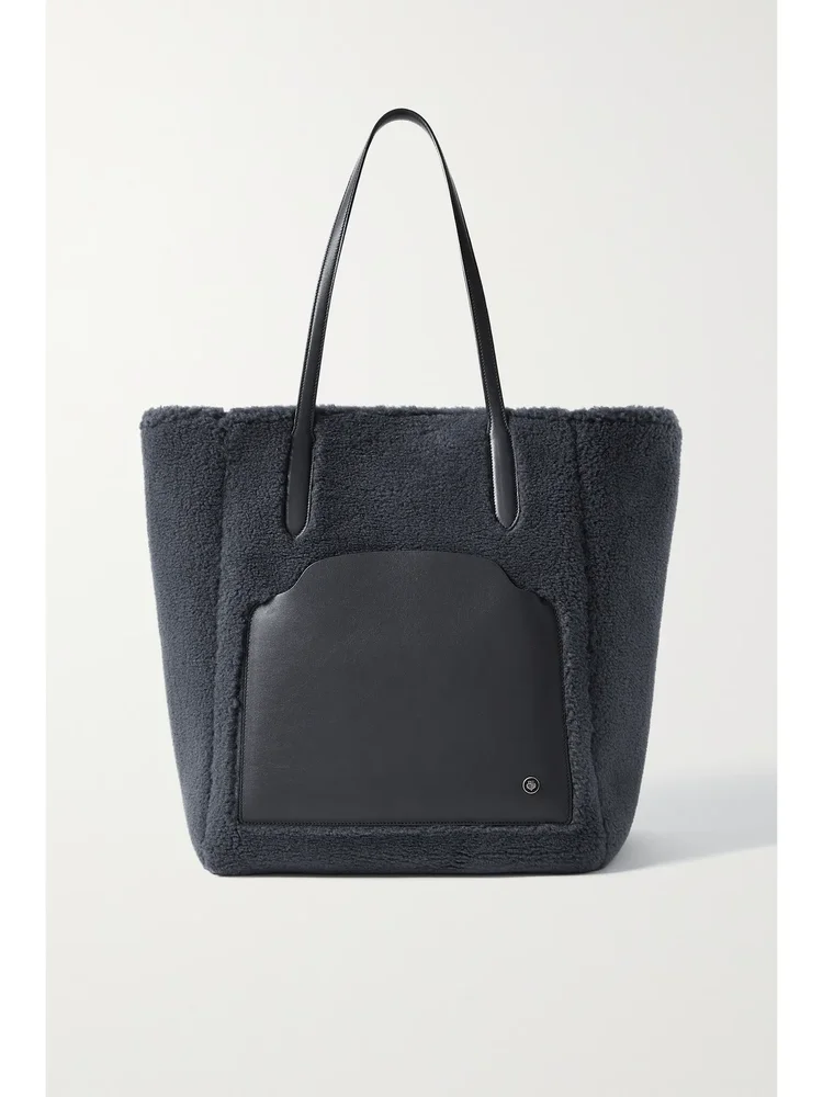 Sesia large leather-trimmed faux shearling tote
