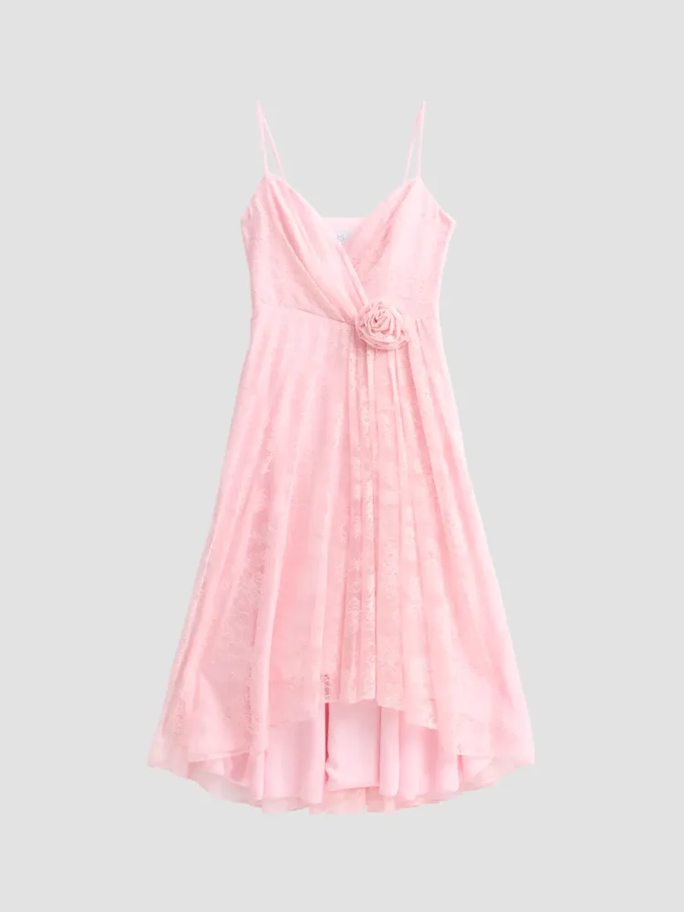 Elowyn Chantilly Lace 3D Midi Dress