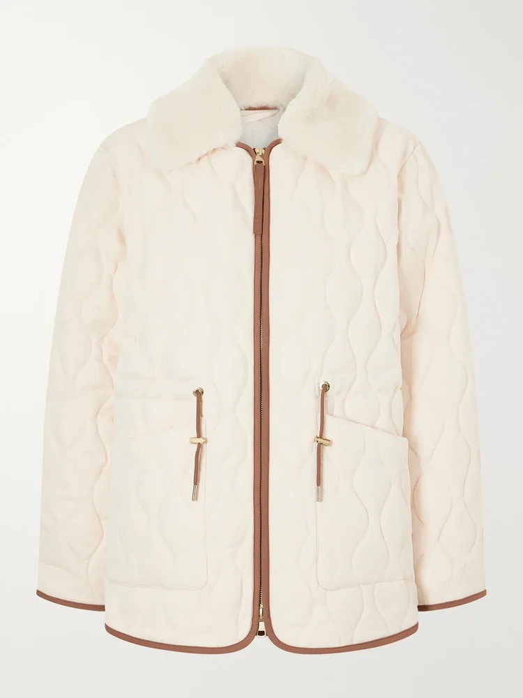 Bartley plush-trimmed padded quilted shell jacket