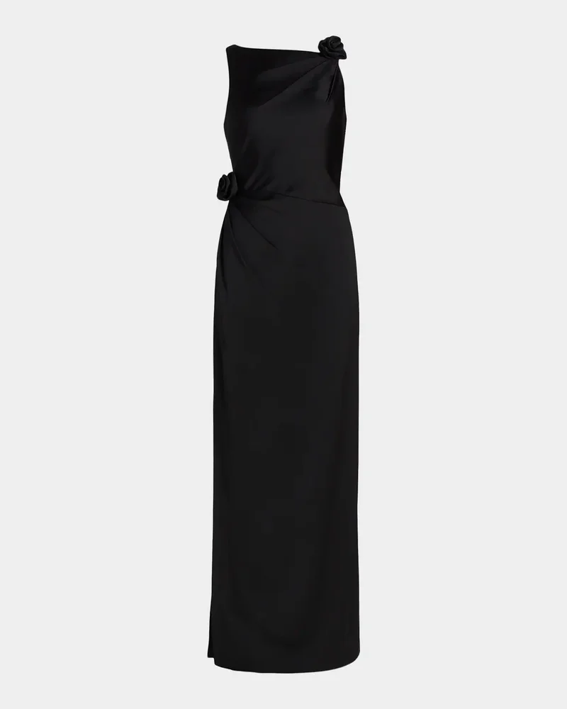 Rosette Draped Column Gown