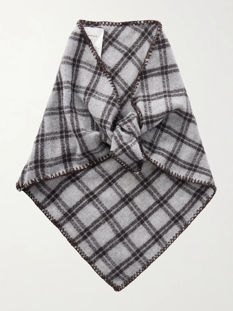 Checked virgin wool scarf