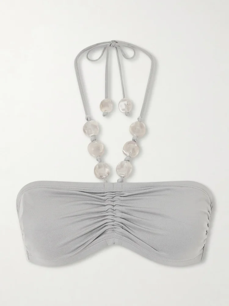 Lana bead-embellished bikini top
