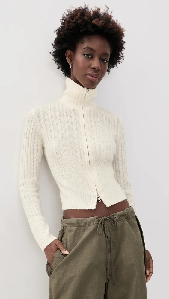 The Cable Zip Up Cardigan