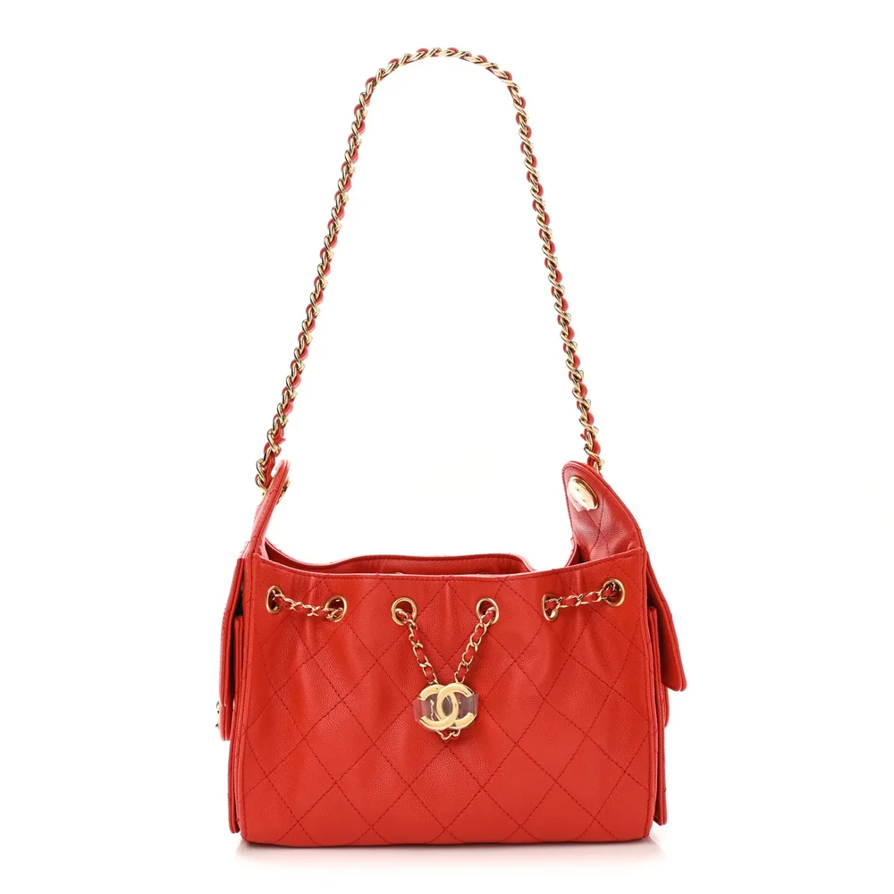 Pre-Owned 25 Mini Hobo Bag Quilted Caviar Red