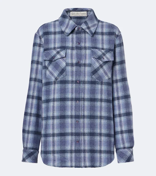 Blue Uniform plaid cashmere shirt