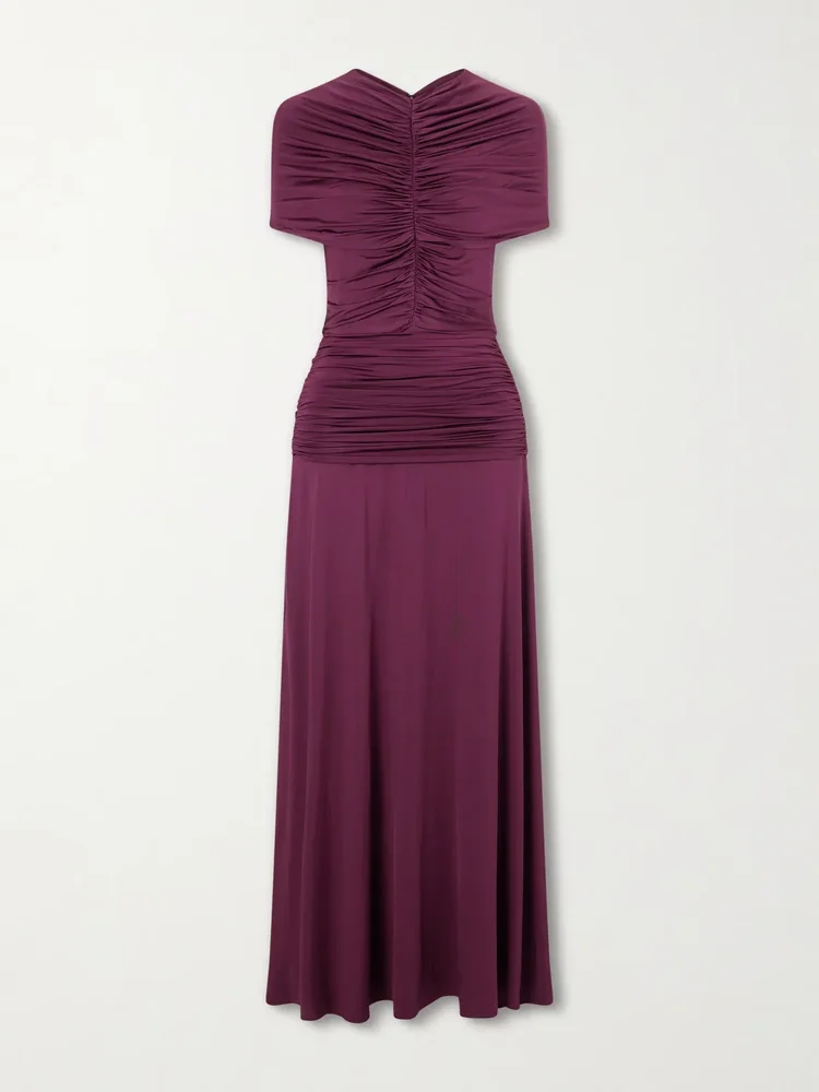 Gathered jersey maxi dress