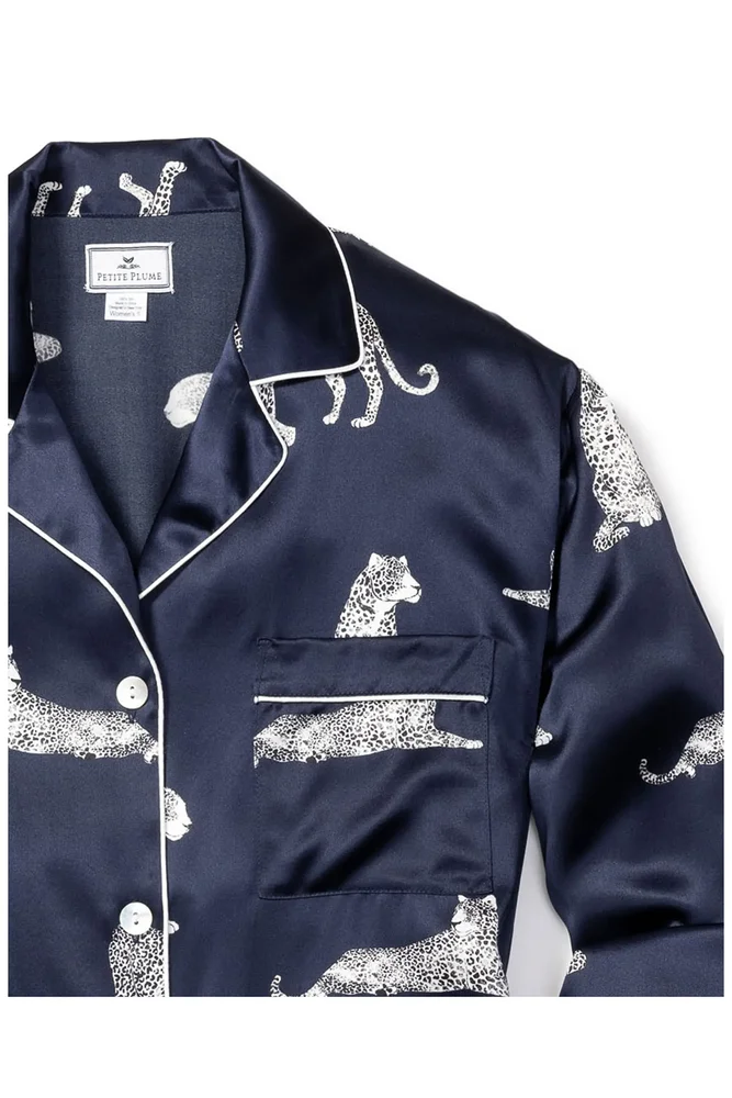 Panthre de Nuit Piped Silk Pajamas