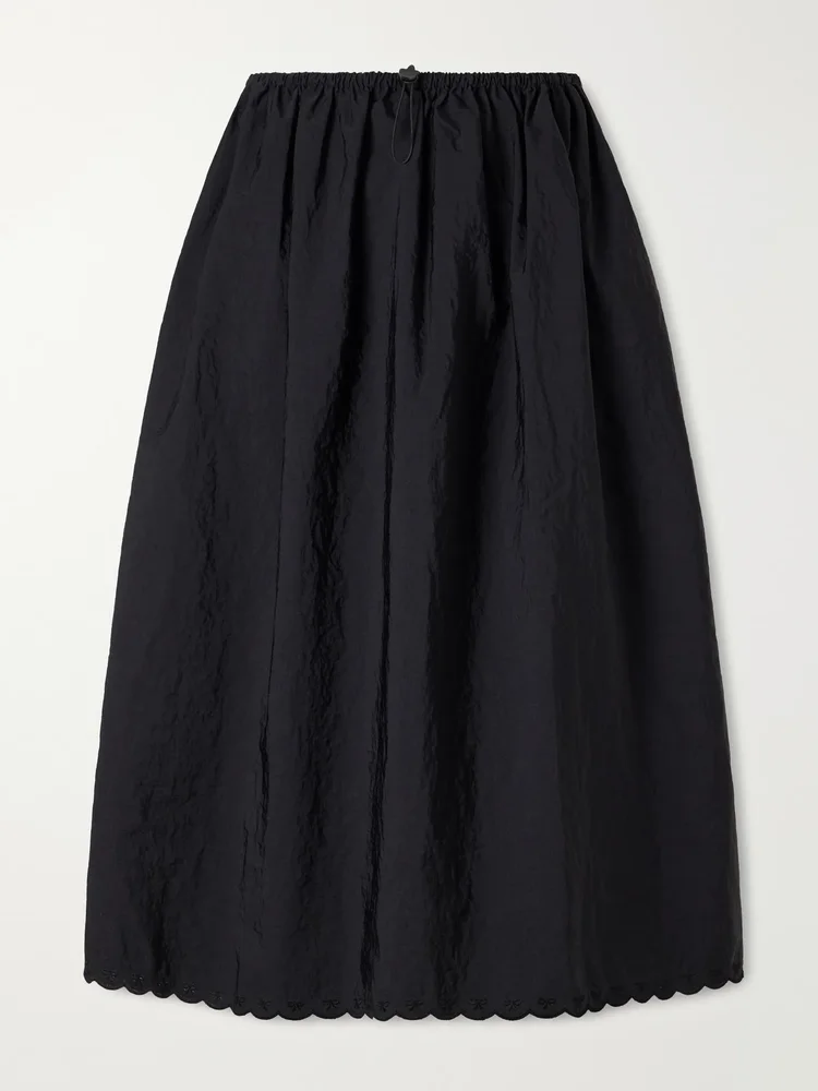 CBFiella embroidered scalloped taffeta midi skirt