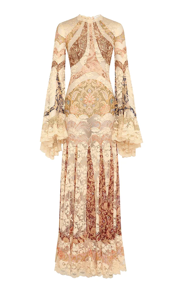 Valiant Spliced Floral Silk Gown