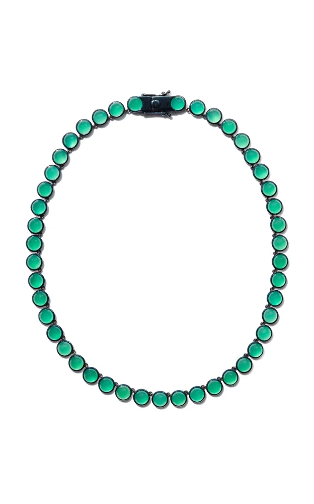 Nakard Small Dot Sterling Silver Onyx Riviere Necklace