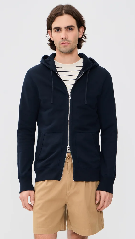 Midweight Terry Slim Zip Hoodie (Navy)