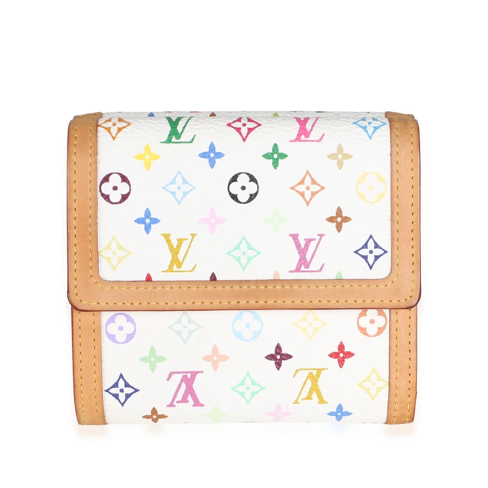 Pre-Owned White Multicolor Monogram Canvas Elise Wallet