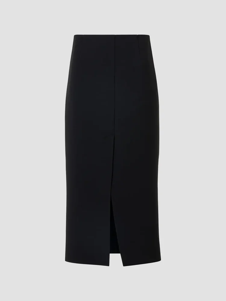 Virgin Wool Slit Midi Skirt
