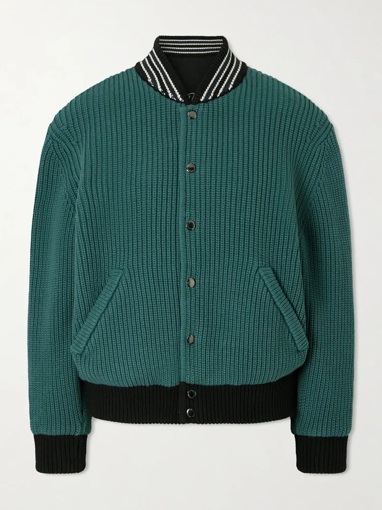 Reversible knit bomber