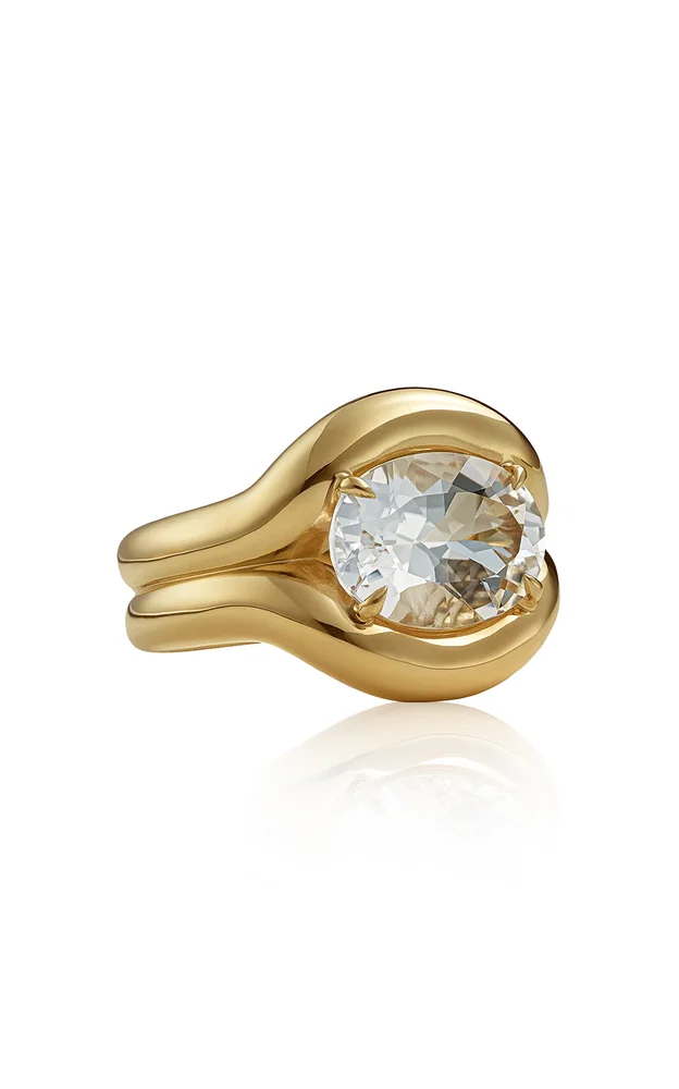 18K Yellow Gold Axis Ring Rock Crystal
