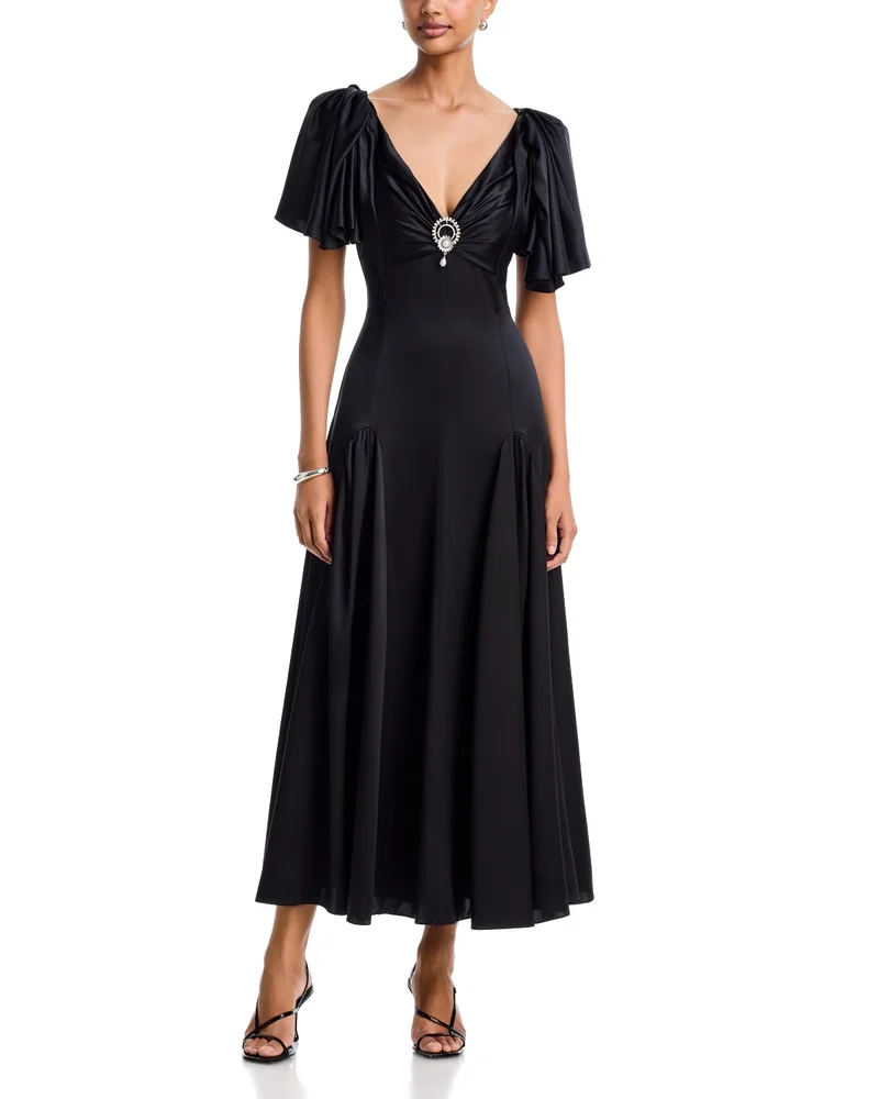 Ambriella Silk Capelet Sleeve Dress