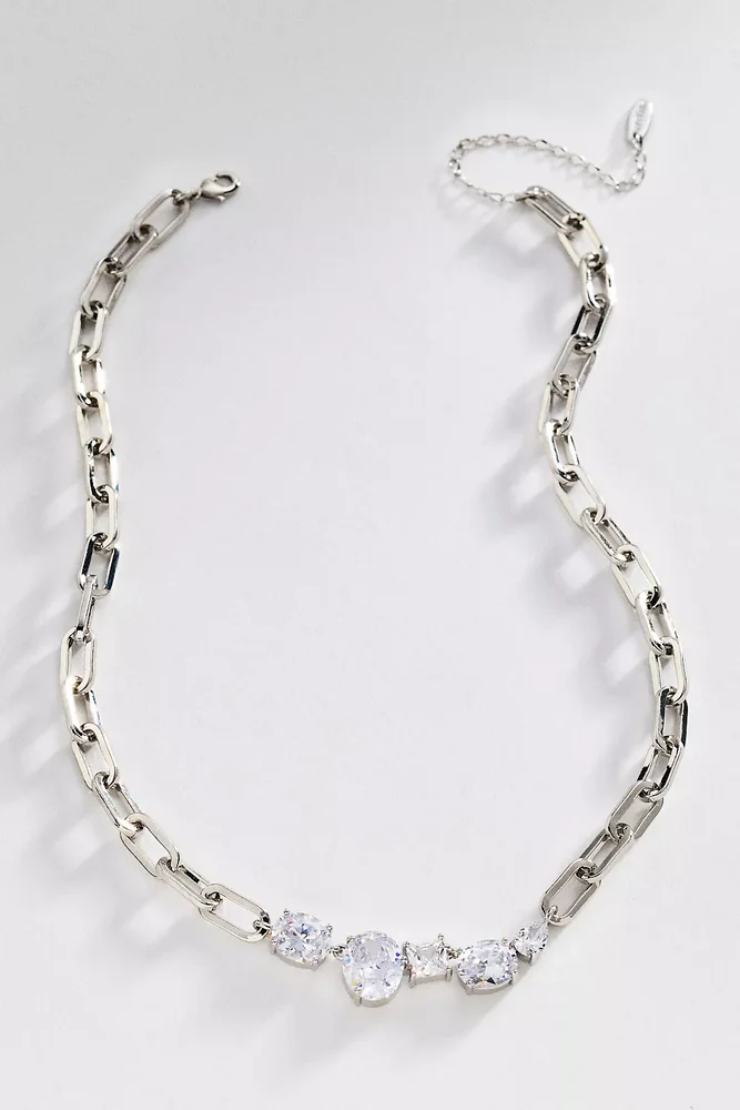 Chunky Paperclip Crystal Necklace