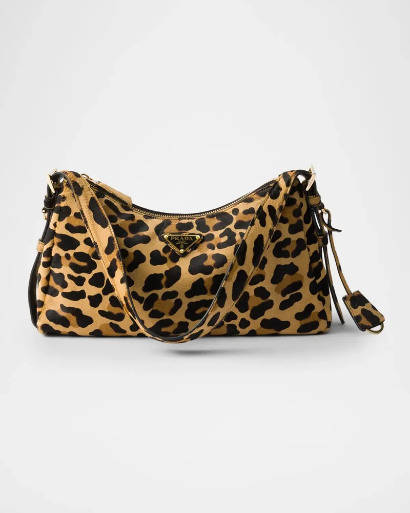Aime Medium Leopard-Print Pony Hair Shoulder Bag