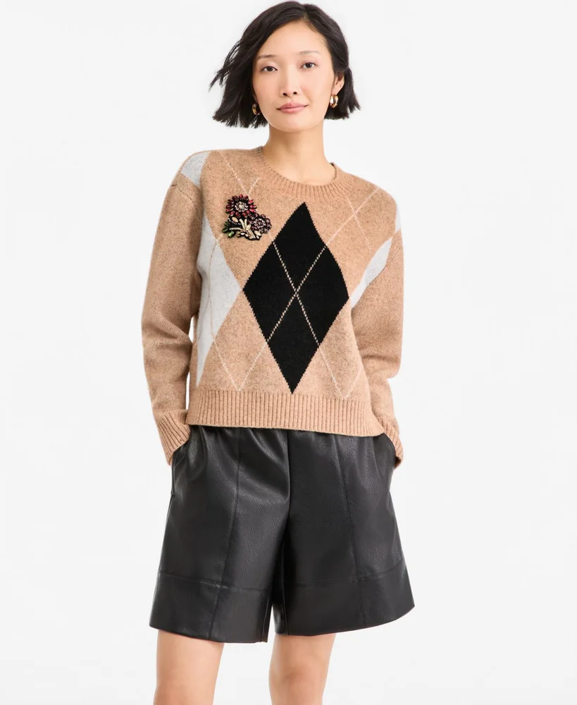 Argyle Crewneck Pullover Sweater