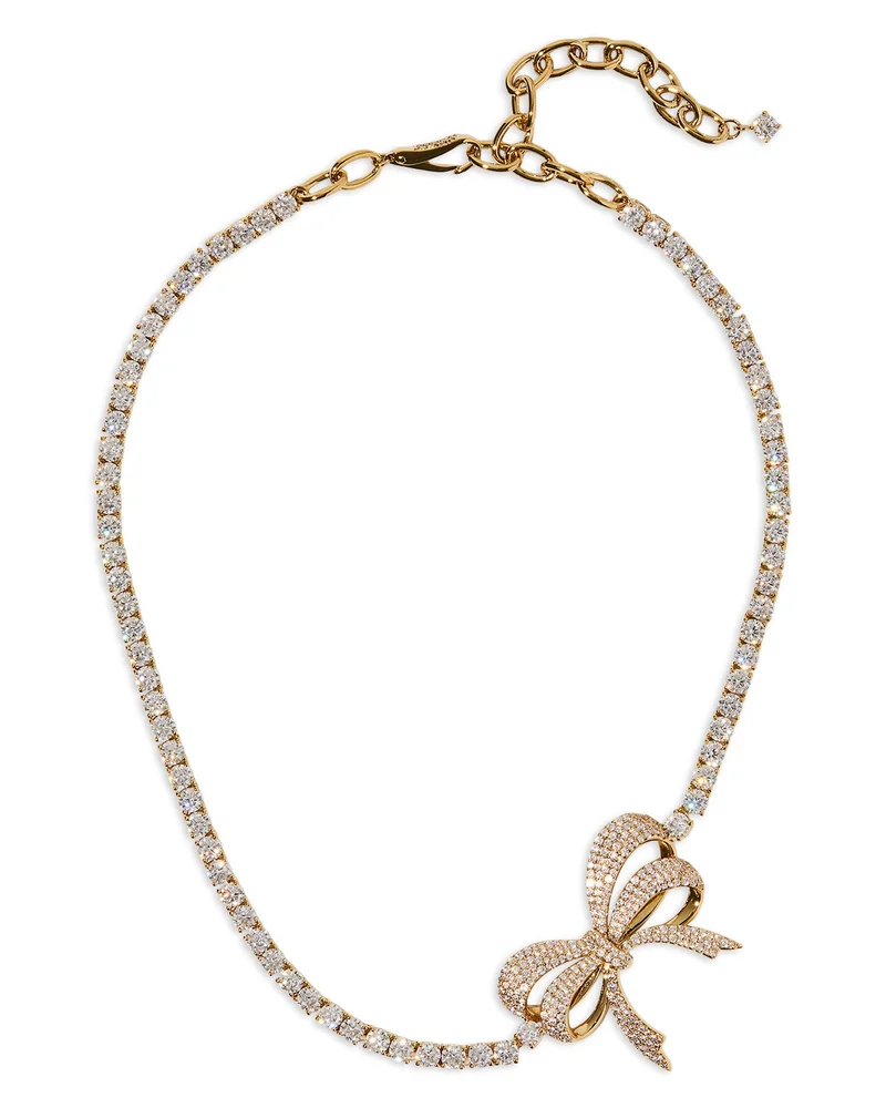 Eros Pavé Bow Tennis Choker Necklace, 16"